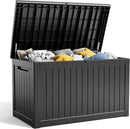 230 Gallon Resin Deck Box, Lockable Patio Outdoor Storage Box for Furniture, Garden Tools and Tools Storage, Waterproof Outside Storage Boxes - Black by CozyNest Decor