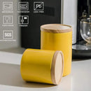 Sweejar Kitchen Canisters Ceramic Food Storage Jar, Stackable Containers with Airtight Seal Wooden Lid for Serving Ground Coffee, Tea, Sugar, Salt and More - 28 Fl Oz (Yellow) by CozyNest Decor