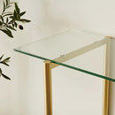 Glass Console Table for Living Room, Foyer & Entrance, 2-Tiers Mid-Century Modern Sofa Table with Clear Glass Top, White Marble Finish Wood Shelf and Gold Finish Frame by CozyNest Decor