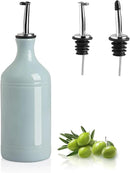 Sweejar Ceramic Olive Oil Dispenser Bottle, Opaque Oil Cruet Protects Oil to Reduce Oxidation, Suitable for Storage Oil, Vinegar, Coffee Syrups & Other Liquids, Pack of 1, 15.5 Fl Oz (Light Blue) by CozyNest Decor