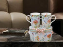 Lightahead Elegant Bone China Two Coffee Mugs Set in Floral Design 10.8 oz Each Cup in Attractive Gift Box by CozyNest Decor