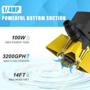 3200GPH Sump Pump - 100W Submersible Water Pump with Barrier Bag, Ultra Quiet Aquarium Pump with 33FT Power Cord for Pond, Waterfall, Fish Tank, Statuary, Hydroponic, Yellow by GreenHaven Gardens
