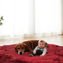 AMTOVO Faux Fur Sheepskin Rug for Living Room, 4 x 6 ft Burgundy Fluffy Area Rug for Bedroom, Playroom, Luxury Room Decor, Rectangle by CozyNest Decor