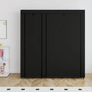 SORCEDAS Portable Closet Wardrobe Storage Organizer Metal Hanging Rack Non-Woven Fabric 50 Inch (Black) by CozyNest Decor