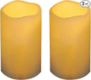 Waterproof Outdoor Battery Operated Flameless Pillar Candles with Timer White Plastic Realistic Flickering Fake Electric LED Lights for Lantern Garden Wedding Christmas Decorations 3”x5” 2 Pack by GreenHaven Gardens