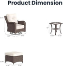 5 Pieces Outdoor Patio Furniture Sets with Rocking Swivel Chairs with 6-inch Thick Cushion and Side Table for Deck Lawn