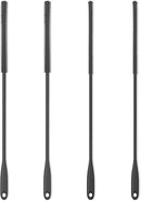 Silicone Straw Brush 4 Pack - (2 Small, 2 Wide) - 10 Inch Reusable Straw Cleaner, Pipe Cleaner, Glass and Detailing Tool (Charcoal) by TinyTreasures Baby Boutique