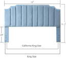 24KF Seaglass Velvet Tufted King Upholstered Headboard, Modern Vertical Channel Design California King Headboard with Stepped Silhouette Top Edge, Seaglass by CozyNest Decor