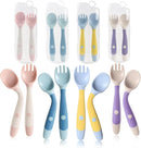 Baby Utensils Spoons and Forks Set Bendable Self-Feeding Silverware for Toddler Children with Travel Case Gum Friendly Food Grade (4 Set) by TinyTreasures Baby Boutique
