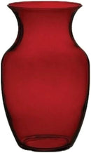 Floral Supply Online - 8" Rose Vase and Flower Guide Booklet - Decorative Glass Flower Vase for Floral Arrangements, Weddings, Home Decor or Office. (Red) by CozyNest Decor