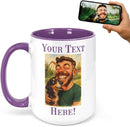 Personalized Coffee Mug, Custom Photo Caricature Gift, Funny Customized Coffee Gift for Men & Women, Custom Mugs with Pictures, Purple 15oz Customized Ceramic Tea Cup by TinyTreasures Baby Boutique