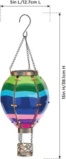 Regal Art & Gift Hot Air Balloon Solar Lantern – Hanging Solar-Powered LED Lights, Waterproof Portable Decorative Outdoor Lamp Made of Metal & Glass for Garden, Patios & Pathway – Stripe (Small) by GreenHaven Gardens