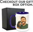 Personalized Coffee Mug, Custom Drawing Portrait Gift, Funny Customized Coffee Gift for Men & Women, Custom Mugs with Pictures, Navy 15oz Father's Day Mug by TinyTreasures Baby Boutique