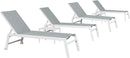 PURPLE LEAF Oversize Outdoor Chaise Lounge Set of 4 Outdoor White Aluminum Lounge Chairs with Side Table and Wheels Patio Lounge Chair for Yard Pool Deck, Bluish-Gray by GreenHaven Gardens