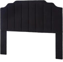 24KF Black Teddy Fabric Tufted for Queen Upholstered Headboard, Modern Vertical Channel Design Full Headboard with Stepped Silhouette Top Edge, 6026-Q-Teddy Black by CozyNest Decor