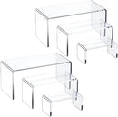 HIIMIEI Acrylic Risers for Display Clear 3-Tier Risers Stands Showcase for Amiibo Funko Pop Figures, Dessert, Jewelry-8.4"x 6.3"x 4.3" (2 Sets) by CozyNest Decor