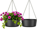 10.7 Inch Hanging Planter for Outdoor Indoor Plants，2 Pack Hanging Flower Pots with Drain Holes for Garden Home Decor Use (Black) by CozyNest Decor