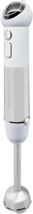 OVENTE Cordless Immersion Hand Blender, 300W Rechargeable Handheld Portable Stick Mixer with Speed Pulse Activating Sensor and Stainless Steel Blades for Smoothies, Shakes or Baby Food, White HR995W by TinyTreasures Baby Boutique