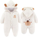 XIFAMNIY Newborn Fleece Footie Jumpsuit Hooded Warm Thicken Winter Outwear Snowsuit for Baby Girls and Boys by TinyTreasures Baby Boutique