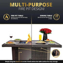 42 Inch Outdoor Propane Fire Pit, 50,000 BTU Gas Fire Pit Table with Lid, Wind Guard, Cover, and Glass Stones, Brown Squre Rattan Gas Firepit Table for Patio, Terrace, Garden, CSA Certification by GreenHaven Gardens