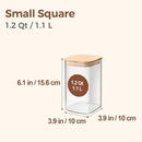 ComSaf Glass Storage Containers with Lids, 1.2 Qt Glass Jars with Lids, Clear Food Storage Jar, Canister For Pantry Cookie Flour Cereal Rice Sugar Tea Coffee Beans Spice, Square Set of 4 by CozyNest Decor