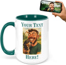 Personalized Coffee Mug, Custom Photo Caricature Gift, Funny Customized Coffee Gift for Men & Women, Custom Mugs with Pictures, Green 15oz Father's Day Mug by TinyTreasures Baby Boutique