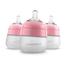 Nanobebe Flexy Silicone Baby Bottle, Anti-Colic, Natural Feel, Non-Collapsing Nipple, Non-Tip Stable Base, Easy to Clean 3-Pack, Pink, 5 oz by TinyTreasures Baby Boutique