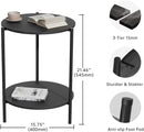 Side Table, Round End Table with 2-Layer Storage Rack, 15.7" Small Spaces Circle Table, Metal Frame Design Small Side Tables, for Living Room, Bedroom, Black by CozyNest Decor