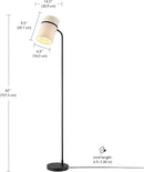 GLOBE Electric 61000145 62" Floor Lamp, Matte Black, White Fabric Shade, in-Line of/Off Foot Switch, 6-Foot Black Cord, Reading Light, Bedroom, Living Room, Home Decor by CozyNest Decor