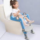 Potty Training Seat with Ladder for Toddler and Kids,Wiifo Sturdy Potty Ladder with Soft Cushion and Splash Guard for Boys and Girls,Foldable Child Toilet Training Seat(Grey Blue) by TinyTreasures Baby Boutique
