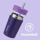 Owala Kids Insulation Stainless Steel Tumbler with Spill Resistant Flexible Straw, Easy to Clean, Kids Water Bottle, Great for Travel, Dishwasher Safe, 12 Oz, Purple (Peacock Palace) by TinyTreasures Baby Boutique