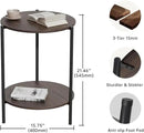 Side Table, Round End Table with 2-Layer Storage Rack, 15.7" Small Spaces Circle Table, Metal Frame Design Small Side Tables, for Living Room, Bedroom, Vintage Wood by CozyNest Decor