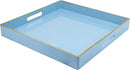 Spsyrine Light Blue Decorative Tray for Living Room, Square Modern Plastic Coffee Serving Table Tray for Ottoman Bathroom Kitchen, 13"*13". by CozyNest Decor