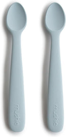 mushie Silicone Baby Feeding Spoons | 2 Pack (Powder Blue) by TinyTreasures Baby Boutique