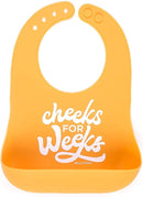 Baby Bib for Eating by Bella Tunno, Waterproof Silicone Bib with Large Food Catcher, Adjustable Fit for Babies 4-12 months & Toddlers 1-3 Years, Boys & Girls, Cheeks For Weeks by TinyTreasures Baby Boutique