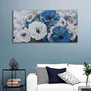 Mofutinpo Large Flower Painting Wall Art, 24x48, Modern Home Decor, Living Room Wall Decorations, White Blue Flower Prints Artwork, Waterproof UV Resistant Canvas, Wall Art for Bedroom by CozyNest Decor