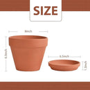 INGOFIN Terracotta Pots Set with Saucer - 2-Pack Ceramic Clay Planters with Drainage Hole, Garden Flower Succulent Pots with Tray for Indoor Outdoor Plants, 8 inch, Set of 2 by CozyNest Decor
