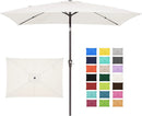 JEAREY 6.5x10 ft Rectangular Patio Umbrellas Outdoor Market Umbrella with Push Button Tilt and Crank, Rectangle Table Umbrella 6 Sturdy Ribs UV Protection for Pool Garden Backyard Deck, Cream-White by GreenHaven Gardens