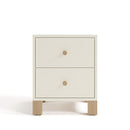 Storkcraft California 2 Drawer Nightstand for Kids Bedroom (Frosted Oat with Driftwood) - GREENGUARD Gold Certified, Premium Wood Storage Nightstand with Elegant, Iconic Block Feet by TinyTreasures Baby Boutique