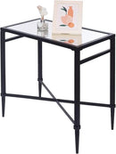 Black End Table, Rectangle Side Table with Mirrored Top, Modern Metal End Table, Small Narrow Side Table for Living Room, Balcony, 22" L x 12.4" W x 24" D by CozyNest Decor