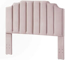 24KF Pink Velvet Tufted Queen Upholstered Headboard, Modern Vertical Channel Design California Queen/Full Headboard with Stepped Silhouette Top Edge, Pink by CozyNest Decor