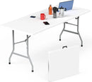 Folding Table 6ft, Foldable Portable Heavy Duty Plastic Fold-in-Half Utility Table with Handle & Safety Locks, Picnic Table Indoor Outdoor for Camping, Picnic and Party by GreenHaven Gardens