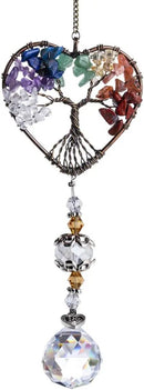 H&D HYALINE & DORA Suncatcher Window Hanging Tree of Life Heart Shaped Crystal Ball Prism Drop Pendant by GreenHaven Gardens