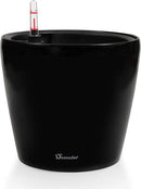 Dexceder 11x10 Inches High Gloss Self Watering Planter Indoor Outdoor, Inner Pot Design, Thickened Table Flower Plant Pot with Water Level Indicator (Black) by CozyNest Decor