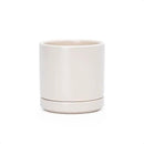 D'vine Dev 3.5 Inch Ceramic Planter Pot with Drainage Hole and Saucer, Indoor Cylinder Round Planter Pot, Oatmeal, 94-O-A-8 by GreenHaven Gardens