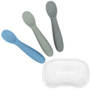 WeeSprout Baby Spoons for Self Feeding 6 Months +, Soft & Durable Silicone Utensils for Sensitive Gums & Teeth, Easy Grip Handles & Shorter Length for Little Hands, 3 Pack + Carrying Case by TinyTreasures Baby Boutique