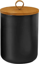 Large Ceramic Storage Jars, Modern Elegant Highly Polished Airtight Gorgeous Storage Canisters with Wooden Lid Food Storage Jar for Kitchen Spice Tea Vanilla Sugar Coffee Beans (Black) by CozyNest Decor
