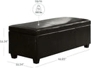 BELLEZE 47 Inch Storage Ottoman, Faux Leather Storage Bench Bedroom Bench with Safety Close Hinge, Ottoman with Storage for Living Room, Entryway, Hallway, Foot Rest, Support 300lbs - Brown by CozyNest Decor