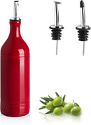 Sweejar Large Ceramic Olive Oil Dispenser Bottle, Opaque Oil Cruet Protects Oil to Reduce Oxidation, Suitable for Storage Oil, Vinegar, Soy Sauce & Other Liquids, Pack of 1, 24 Fl Oz (Red) by CozyNest Decor
