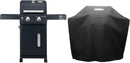 Monument Grills 2-Burner Foldable Stainless Steel Liquid Propane Gas Patio Garden Barbecue Grill with Clearview® Lid, Knob Control Mesa220 with BBQ Cover by GreenHaven Gardens